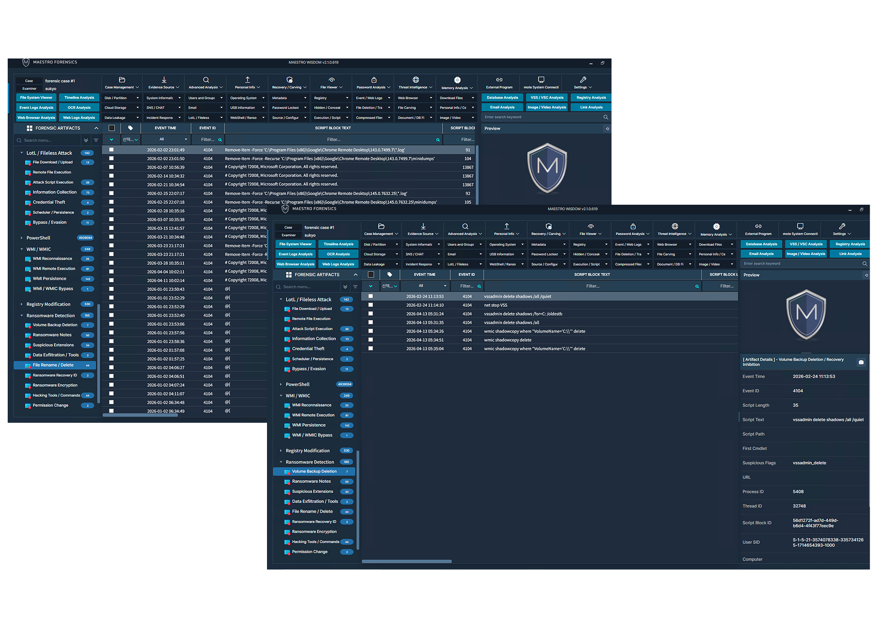 Ransomware Investigation Features